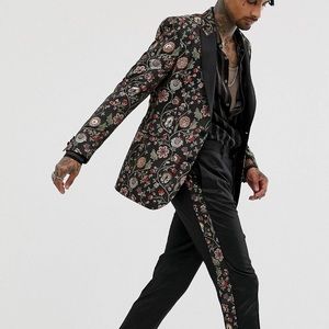 NWT ASOS Floral Jacquard Satin Tuxedo